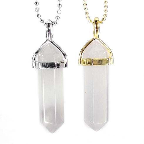 Grey Agate Gemstone Pendant Necklace